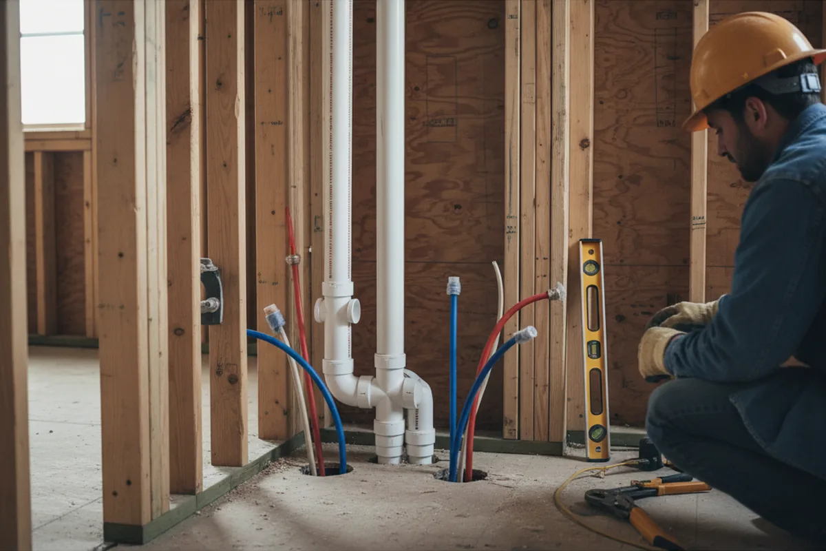 Drain and supply rough-in during Drain Cleaning in Sanbornton