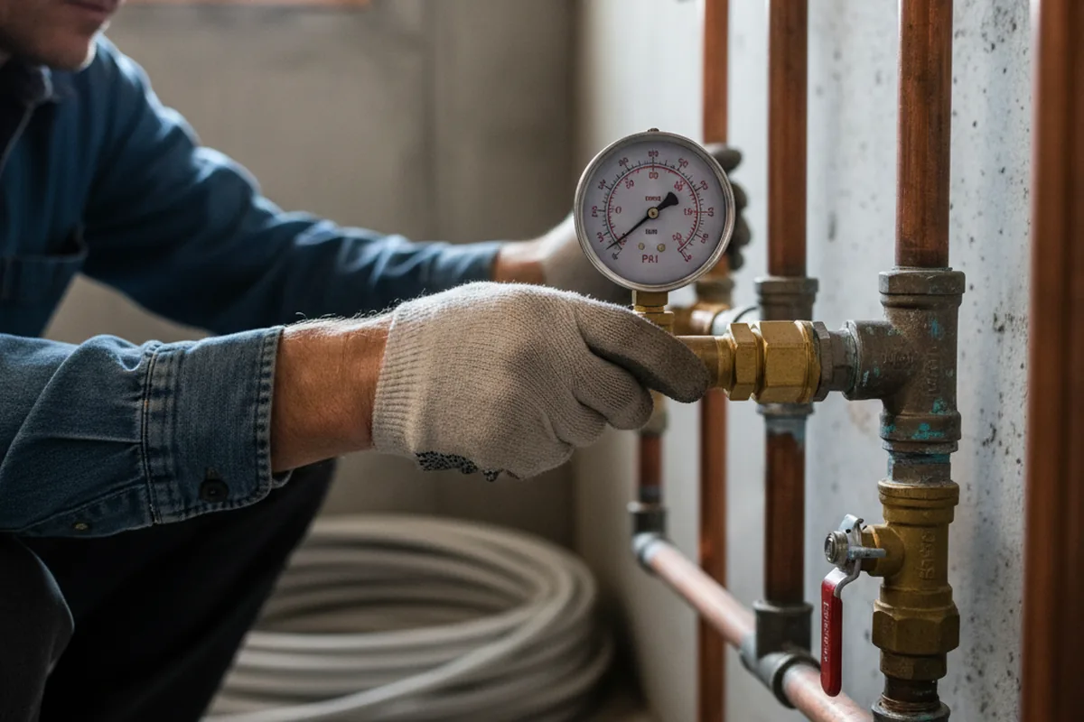 Pressure testing a repaired line during Water Line Repair in Sanbornton